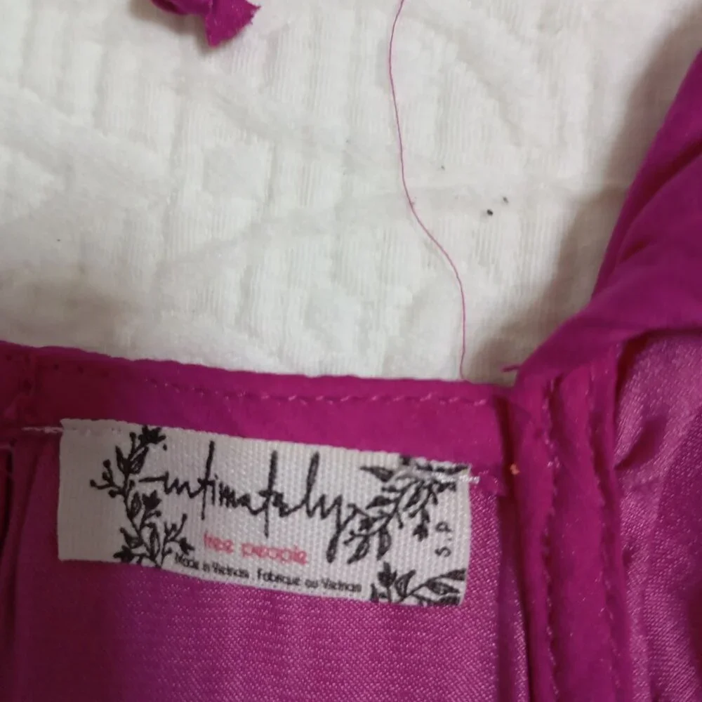 Intimately Free People Dress mini Magenta Sleeveless Smocked Ruffle Hem Size S